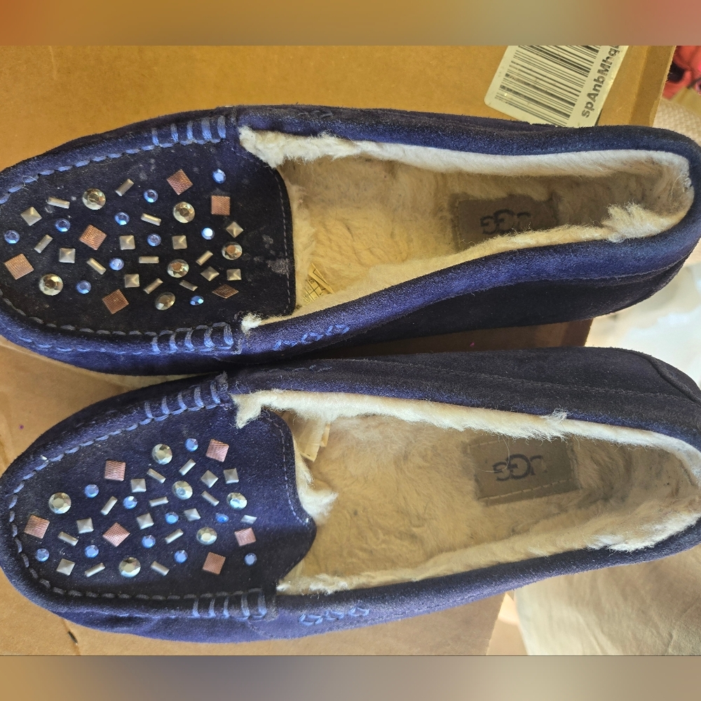 UGG Women's Blue Suede Moccasins